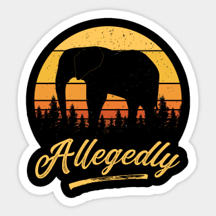 Allegedly Elephant Gentle Giant Tusker Retro Distressed Sunset Sticker